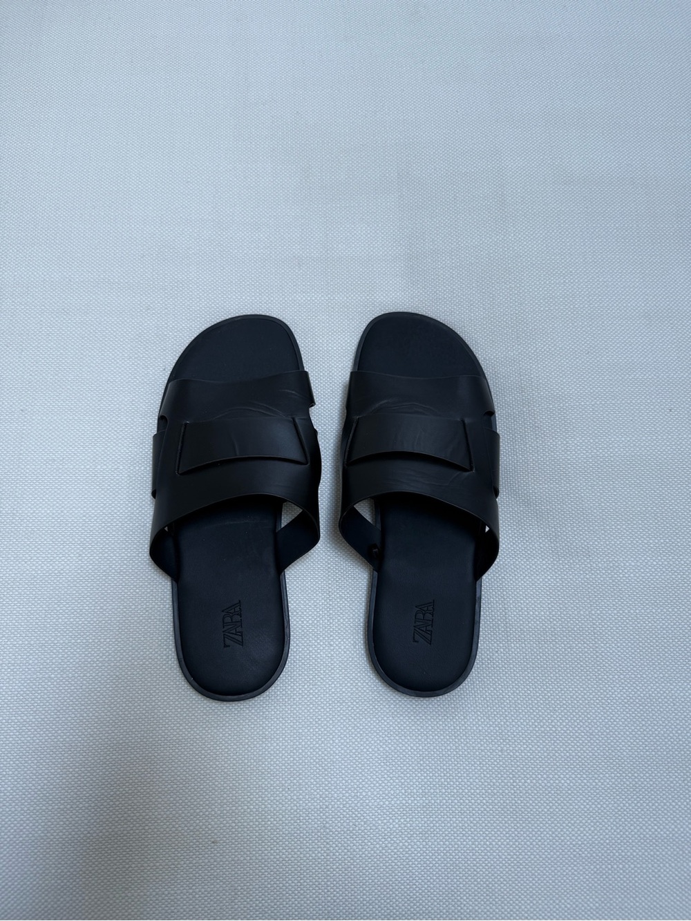 Zara Men's Black Double-Strap Slide Sandals